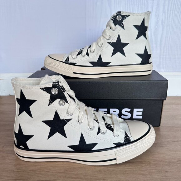 Converse Chuck Taylor Large Stars Hi Sz 7.5 Womens Shoes Sneakers Beige A09898F - Picture 1 of 10